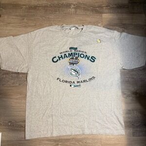 Vintage Lee Sport Florida Marlins 2003 World Series Champions Gray Tee XXL
